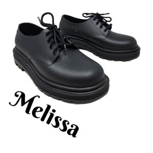 Melissa Bass Women's Shoes Oxford Black All Rubber Waterproof Retro Casual